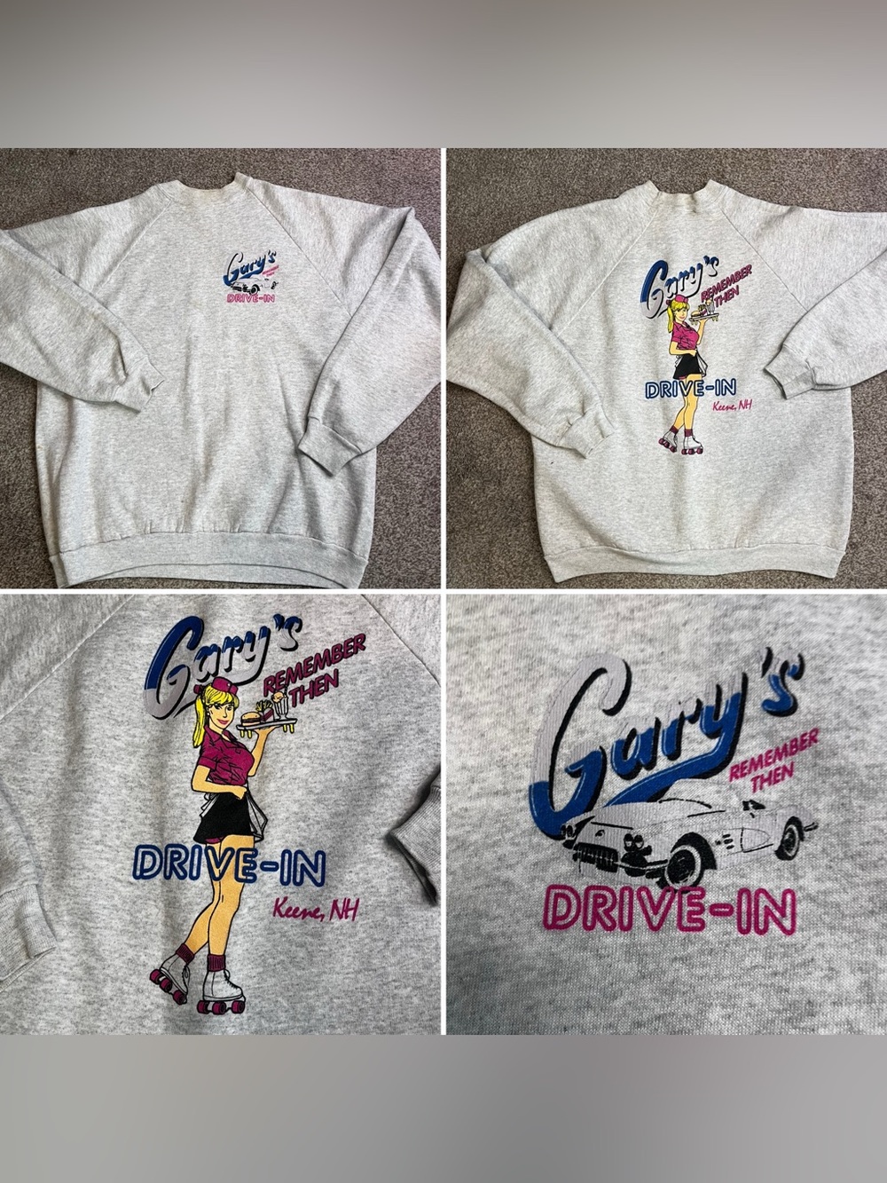 Vintage Gary's Drive-In Retro Car Graphic sweatshirt-Heather Gray